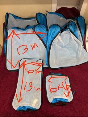 6 Piece EBAGS ultra lite packing cubes- Blue ( 4 listings combine shipping)
